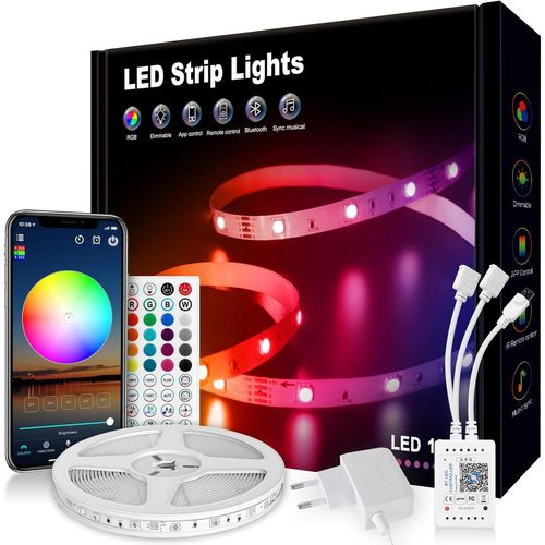 Ruban Led 10m,Bande Led Rgb Multicolore Avec Tlcommande Et Application,16 Millions De Couleurs,Dcoration Lumineuse Pour Chambre,Nol,Fte,Anniversaire Et Mariage.(1 * 10m)