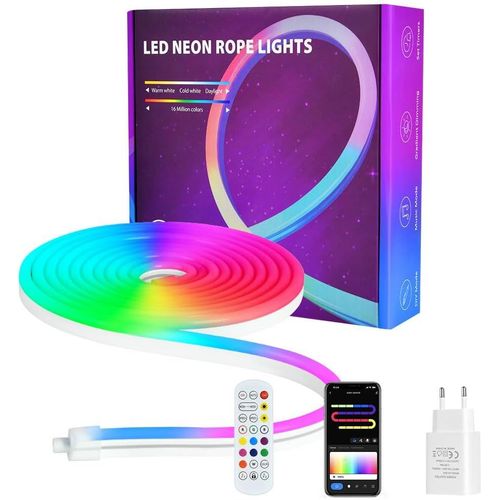 Ruban Led 3m, Multicolore Flexible Bande Led Rgb Avec 180 Led Et Tlcommande, 24v Neon Ruban Led, Ip67 Impermable- Wifi App Contrle- Synchronisation De La Musique, Pour Chambre, Fte, Cuisine
