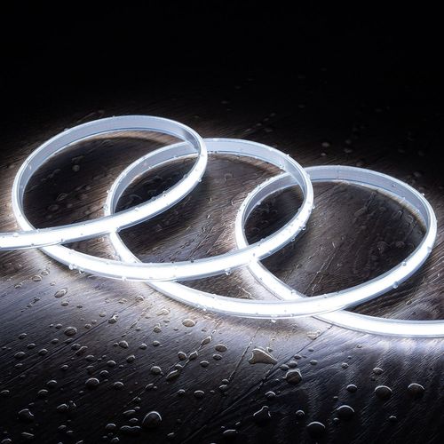 Ruban Led Dimmable 220v Cob Auto-Redressement 320 Led/M 720 Lm/M Largeur 12 Mm Ip65 Coupe 50 Cm Sur Mesure Blanc Froid 10 M 6000k