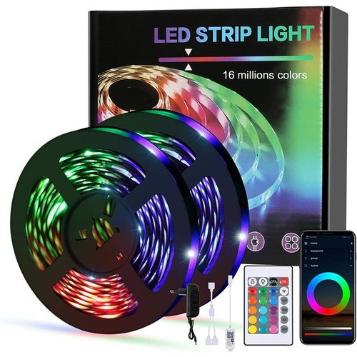 Ruban Led Wifi 10m Bande Led App, Led Chambre Synchronisation Avec La Musique, Lumire Led Multicolore Avec Tlcommande Pour Chambre, Cuisine, Tv, Fte