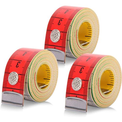 Ruban Mesurer,3 Pcs-Ruban  Mesurer Couture,Corps Ruban  Mesurer Avec Bouton,Mesurer Corps 2 En 1,Rtractable,Mtre Ruban Double Face Pour Couture/Tour De Poitrine/Tour De Taille-Cm+Pouce?Couleur?