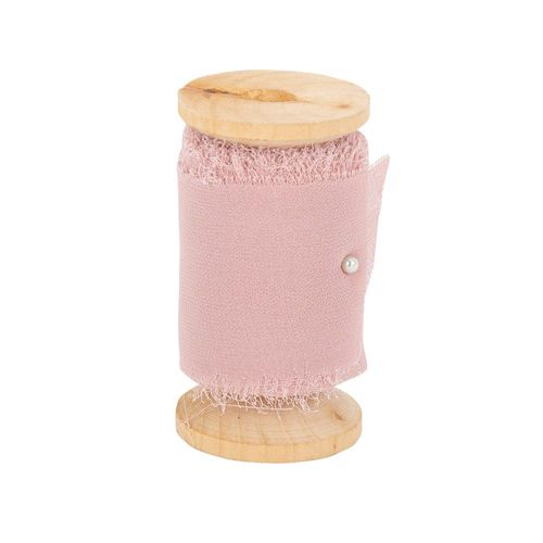 Ruban Mousseline Soie Effiloch 5cmx5m Vieux Rose