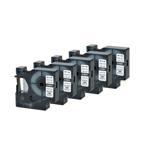 Ruban Thermortractable Pour tiqueteuse Dymo Rhino,Noir Sur Blanc,Noir Sur Jaune,6-24mm,18051,18052,18053,18054,18055,18056,5 Pices - Type 5pk Black On White-6mm