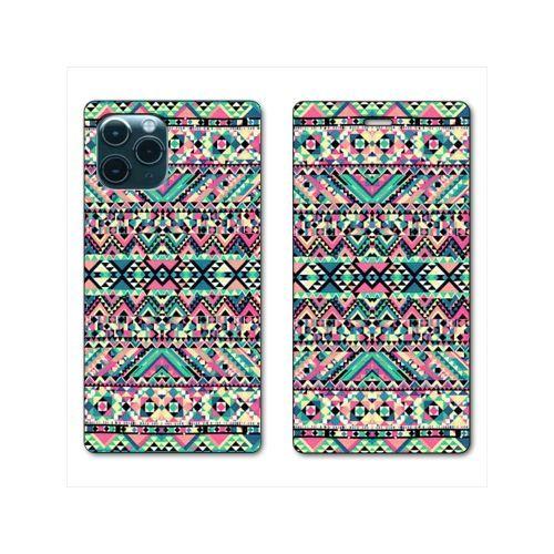 Housse Cuir Portefeuille Pour Iphone 11 Pro Max (6,5) Aztec Azteque Rose