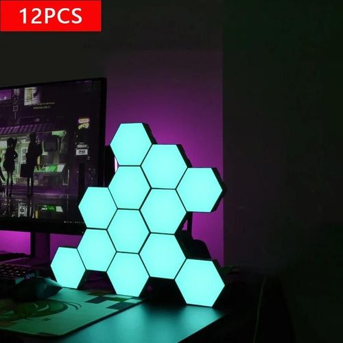 Rvb Lampe Quantique Intelligente Tuya App Tlcommande Tactile Fond Mur Chambre Bricolage Dcoration Applique Esports Atmosphre Lumire-Wifi Version-12pcs