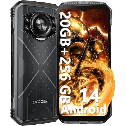 S Cyber Tlphone Portable Incassable Android 14, 10600Mah, 20Go+256Go/1To, Smartphone Incassable 6.58 Pouces Fhd+ cran 50Mp Ai Camra, Double Sim/Octa Core/Ip68/Ip69K/Nfc/Gps/Otg, Noir Argent