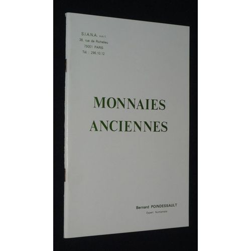 S.I.A.N.A. S.A.R.L. Liste t 1980. Monnaies Anciennes En Vente Aux Prix Marqus   de Poindessault Bernard