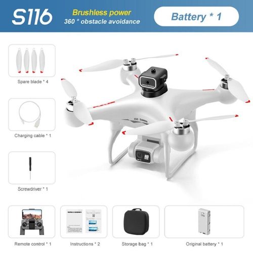 S116 Max-Drone Professionnel Elf,5g 8k,Camra Esc Pour Touristes,Flux Optique Brushless 360 ,vitement D'obstacles,Wifi,Fpv,Rc Dron Toys - Type White #A