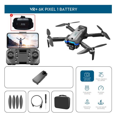 S8s Rc-Drone Gps Avec Moteur Brushless,8k Hd,Trois Camras Esc,Flux Optique 360 ,vitement D'obstacles,Sauna,Mode Sans Fil,Quadrirotor Pliable - Type 6k 3 Cameras 1b Vr