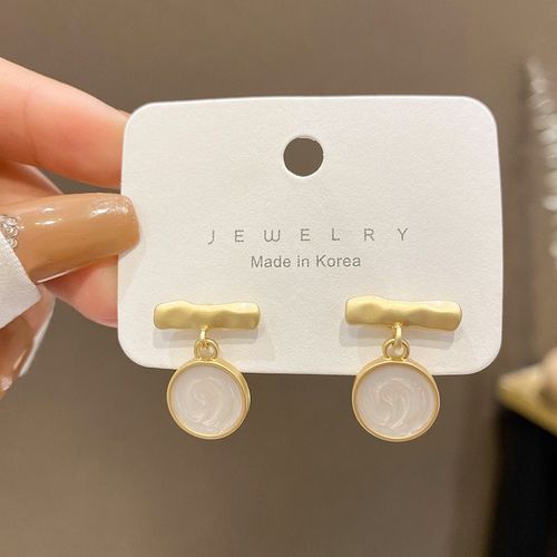 S925 Argent Aiguille Gomtrique Mat Mtal Boucles D'oreilles Femme Niche Conception Simple Cercle Boucles D'oreilles Net Rouge Temprament Boucles D'oreilles-Sw-E4428 Or