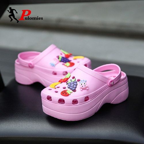 Sabots D't  Semelles Compenses Pour Femmes, Chaussures De Jardin  Schage Rapide, Sandales De Plage, Pantoufles De Maison, Semelle paisse, Tongs Plus Grandes - 37