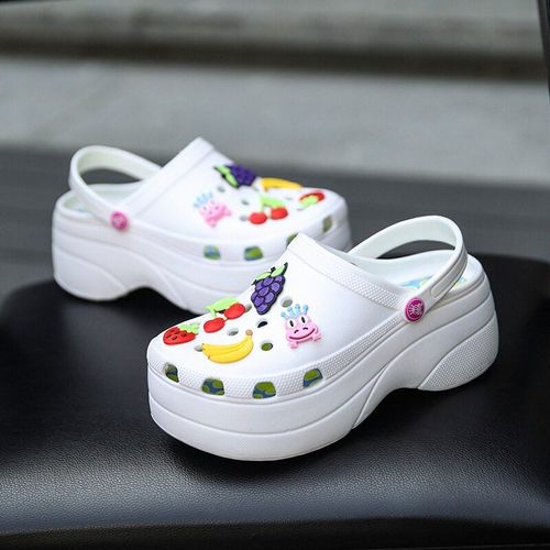 Sabots D't  Semelles Compenses Pour Femmes, Chaussures De Jardin  Schage Rapide, Sandales De Plage, Pantoufles De Maison, Semelle paisse, Tongs Plus Grandes - 36