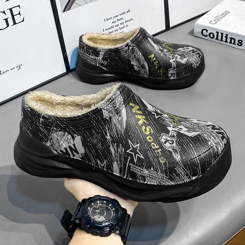 Sabots En Fourrure Peluche Pour Femmes Et Hommes,Pantoufles D'hiver En Fourrure Douce,Chaussures De Jardin Impermables,Chaussures D'intrieur Multi-Usage Pour La Maison