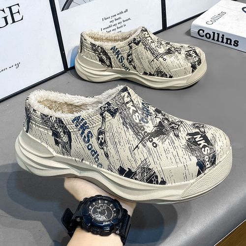 Sabots En Fourrure Peluche Pour Femmes Et Hommes,Pantoufles D'hiver En Fourrure Douce,Chaussures De Jardin Impermables,Chaussures D'intrieur Multi-Usage Pour La Maison