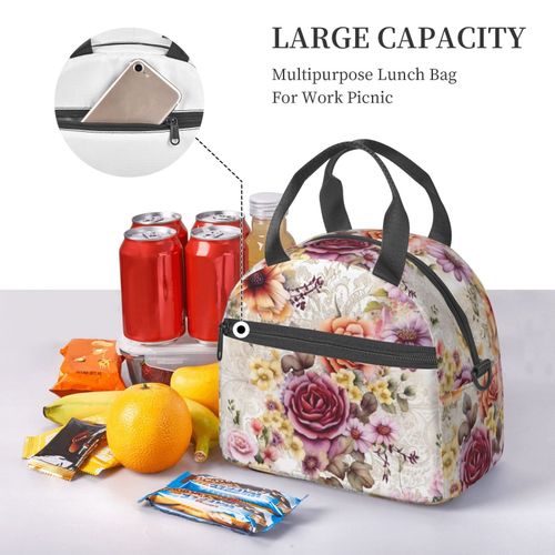 Sac  Djeuner Maille De Dentelle Florale Boho  L'ancienne Sac Besace  Main Avec Sangle D'paule, Sac Fourre-Tout Rutilisable Pour Enfant, Retour  L'cole, Femmes, Garon, Fille