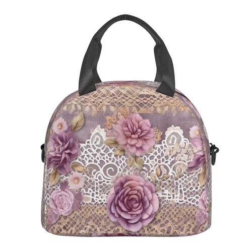 Sac  Djeuner Maille De Dentelle Florale Boho  L'ancienne Sac Besace  Main Avec Sangle D'paule, Sac Fourre-Tout Rutilisable Pour Enfant, Retour  L'cole, Femmes, Garon, Fille