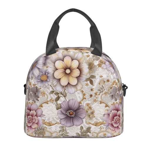 Sac  Djeuner Maille De Dentelle Florale Boho  L'ancienne Sac Besace  Main Avec Sangle D'paule, Sac Fourre-Tout Rutilisable Pour Enfant, Retour  L'cole, Femmes, Garon, Fille