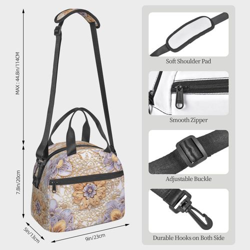 Sac  Djeuner Maille De Dentelle Florale Boho  L'ancienne Sac Besace  Main Avec Sangle D'paule, Sac Fourre-Tout Rutilisable Pour Enfant, Retour  L'cole, Femmes, Garon, Fille