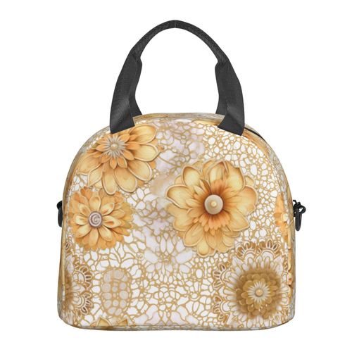 Sac  Djeuner Maille De Dentelle Florale Boho  L'ancienne Sac Besace  Main Avec Sangle D'paule, Sac Fourre-Tout Rutilisable Pour Enfant, Retour  L'cole, Femmes, Garon, Fille