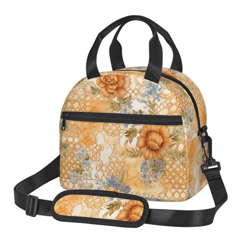 Sac  Djeuner Maille De Dentelle Florale Boho  L'ancienne Sac Besace  Main Avec Sangle D'paule, Sac Fourre-Tout Rutilisable Pour Enfant, Retour  L'cole, Femmes, Garon, Fille