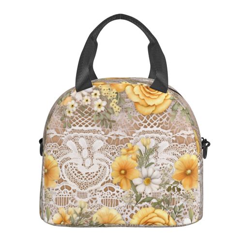 Sac  Djeuner Maille De Dentelle Florale Boho  L'ancienne Sac Besace  Main Avec Sangle D'paule, Sac Fourre-Tout Rutilisable Pour Enfant, Retour  L'cole, Femmes, Garon, Fille