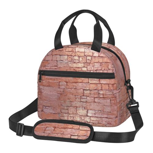 Sac  Djeuner Texture Mtallique De Mur De Briques D'or Rose Sac Besace  Main Avec Sangle D'paule, Sac Fourre-Tout Rutilisable Pour Enfant, Retour  L'cole, Femmes, Garon, Fille