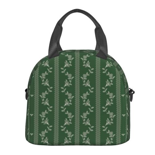 Sac  Djeuner Toile Patterns Toile De Jouy Verte Sac Besace  Main Avec Sangle D'paule, Sac Fourre-Tout Rutilisable Pour Enfant, Retour  L'cole, Femmes, Garon, Fille