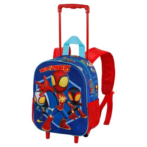 Sac  Dos 3d  Roulettes Petit - Marvel Spiderman Spinners - Bleu - Taille Unique