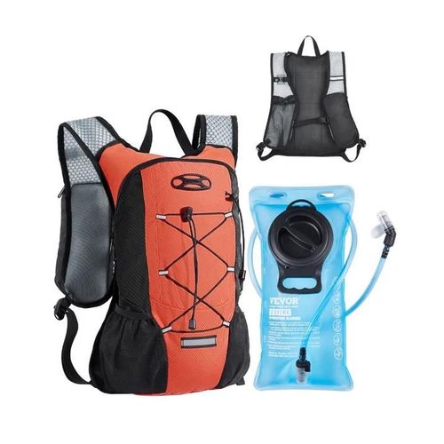 Sac  Dos D'hydratation-Vevor-8 L-Avec Poche  Eau En Tpu 2 L-Pour Randonne, Course  Pied, Cyclism, Camping-Noir Et Orange