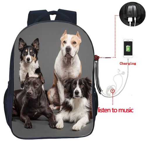 Sac  Dos De Chargement Usb Pour Animaux Allemands Sac D'cole Pour Adolescents Sac  Dos Pour Chien Bouledogue Et Cheval Sacs  La Mode Beau Troupeau De Contribuables Haute Qualit
