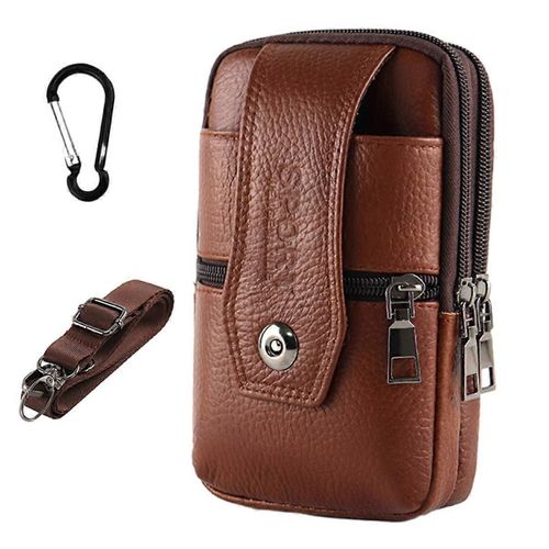 Sac  Dos De Tlphone Portable En Cuir Fanny Pack Hommes Porter Ceinture Boucle Verticale Multifonctionnel 7,5 Sac De Tlphone En Peau De Vache