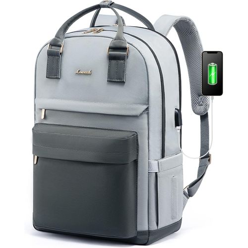 Sac A Dos Femme, 17 Pouces Impermable Sac  Dos Pour Prdinateur Portable Elegant Antivol Avec Port De Charge Usb & Pc Compartiment Pour Collge Voyage Loisir Travail Affaire, Gris[Pou6263380]