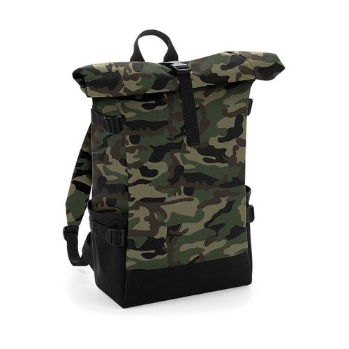 Sac ? Dos Roll-Top 22l - Compartiment Ordinateur - Bg858 - Vert Camouflage Militaire Army