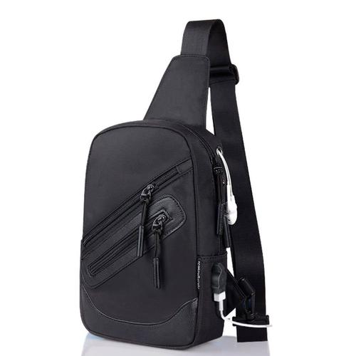 Sac  Dos Sac  Bandoulire Nylon Compatible Avec Ebook, Tablet Et Pour Samsung Galaxy A8+ (2018) - Noir - Dfvmobile