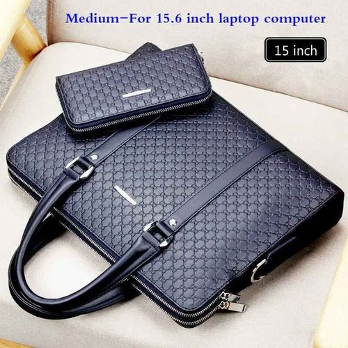 Sac  Main En Cuir Pour Hommes,Fourre-Tout D'affaires,Sacs Latraux De Marque De Luxe,tui Bombes Excutif,Sacs Pour Ordinateur Portable Pour Hommes,Valise - Blue With Wallet-15