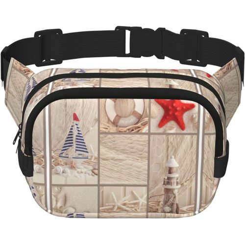Sac Banane Carr Double Couche Pour Bateau, Plage, toile De Mer, Coquillage, Mini Ceinture Rglable, Sac Pour Exercice, Course  Pied, Voyage, Randonne, Noir, One Size