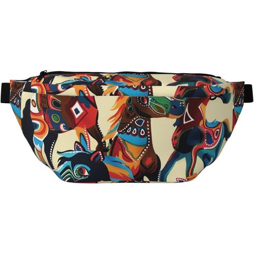 Sac Banane Color Imprim Cheval De Dessin Anim Rglable Sac Banane Lger Voyage Ceinture Pour La Marche, Le Cyclisme, La Randonne, Les Voyages, Noir , Taille Unique, Sac  Dos Dcontract