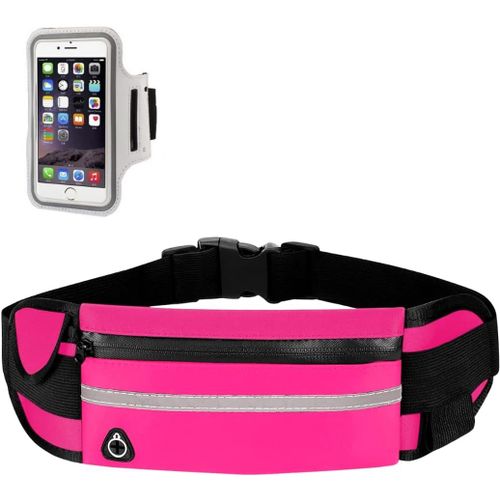 Sac Banane De Running Fuchsia Pour Homme Et Femme  Ceinture Impermable Pour Course, Sport Ou Voyage  Accessoires De Course  Rglable  Comprend Un Brassard Portable Avec cran Tactile., Fuchsia,