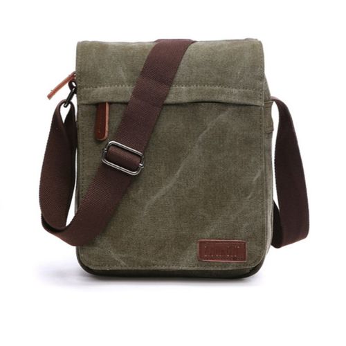 Sac Bandoulire Sportif En Toile Et Cuir Vert Fonc