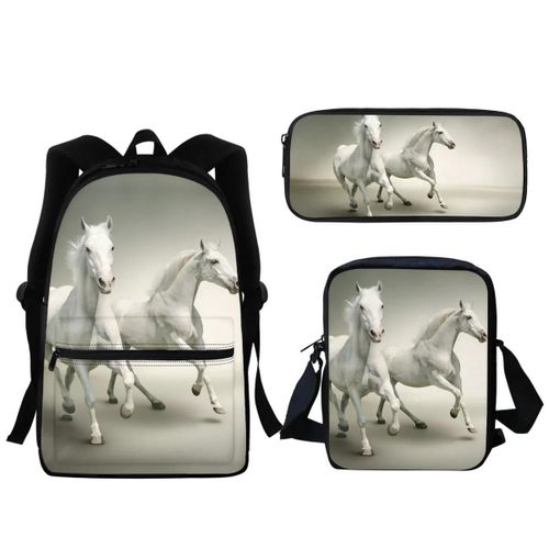 Sac D'ecole Pour Enfants, Sac  Dos Imprime Cheval Sauvage 3d, Sac Messager Pour Garcons Et Filles, Petite Trousse  Crayons, Neuf