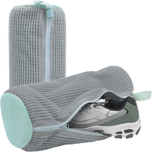 Sac de Lavage en Filet Rembourr,Protection de Chaussures,Fibre Moelleuse,Polyester,Adapt  la Machine,Sacs de vaccage - Type Gris clair-39x19CM