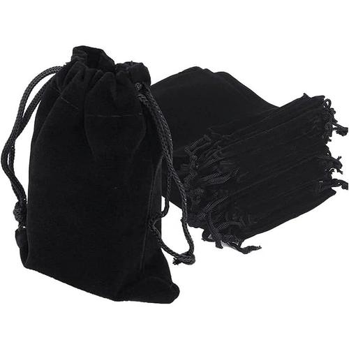 Sac De Velours,20 Pcs Pochettes  Bijoux Sac-Cadeau  Cordon De Serrage Petite Sachets Pochettes De Tissu Pour Bonbons De Noce Faveur Mariage Noir 3.1 * 3.9 Inch