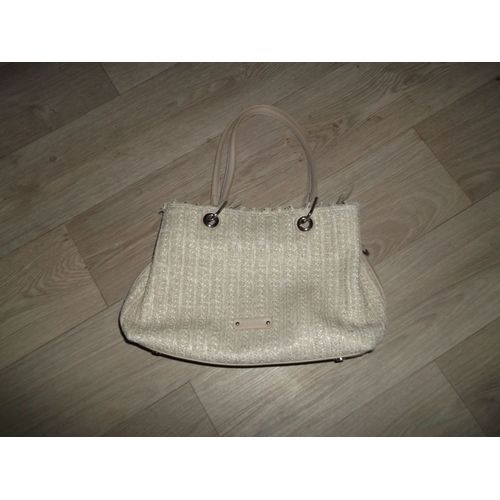 Sac Fuchsia Paris Beige Style Paille Et Simili Cuir Port paule Neuf