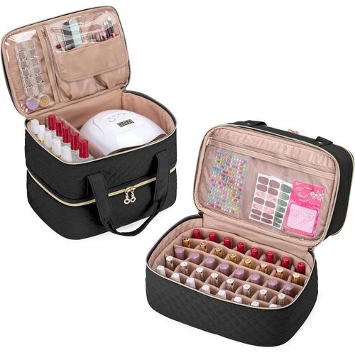 Sac Pour Une Lampe Uv Sche Ongles Et 50 Flacons De Vernis  Ongles (15ml / 0.5 Fl.Oz),Avec Sparateurs Ajustables Pour Accessoires De L`Art  Ongles,Conception Brevete,Noir (Sac Vide)