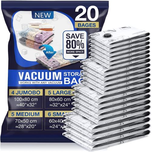 Sac Sous Vide Vetement Aspirateur Housse De Rangement Sous Vide 20 Pices 4xl 100x80cm 5l 80x60cm 5m 70x50cm 6s 60x40cm