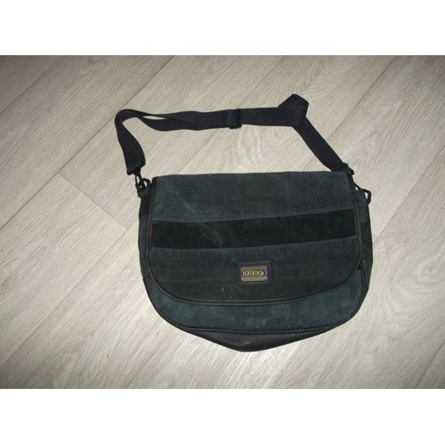 Sacoche Ddp Porte Documents Velours Et Simili Cuir Noir Bandoulire Tbe