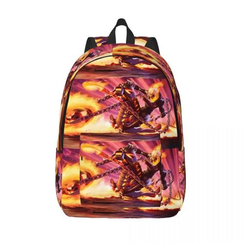 Sacs  Dos En Toile Personnalises Avec Image De Ghost Rider Pour Femmes Et Hommes, Sacs D'ecole Impermables Avec Impression