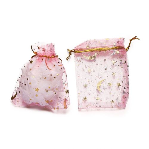 Sacs D'emballage De Charme D'impression D'toile Et De Lune,Sac D'organza De Nol,Wstring De Proximit,Plusieurs Tailles,03 Bijoux Gt,Lot De 50 Pices