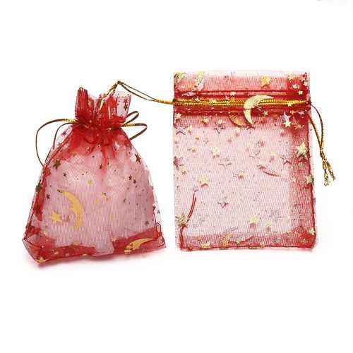 Sacs D'emballage De Charme D'impression D'toile Et De Lune,Sac D'organza De Nol,Wstring De Proximit,Plusieurs Tailles,03 Bijoux Gt,Lot De 50 Pices