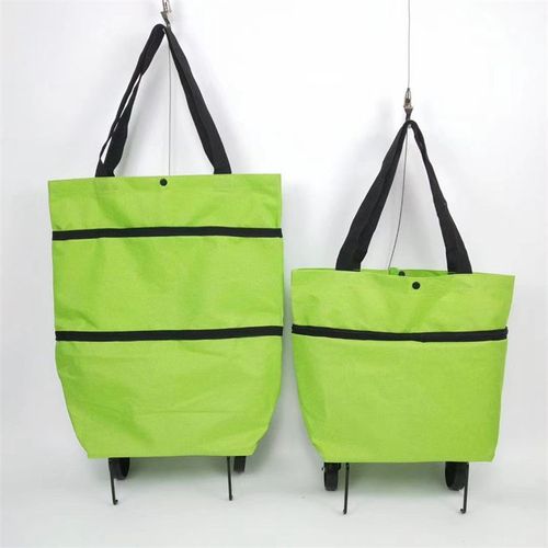 Sacs De Courses Pliables Avec Roulettes,Chariot De Courses Pliable, 2 En 1 Shopping Trolley Pour La Maison, Le Supermarch - Vert